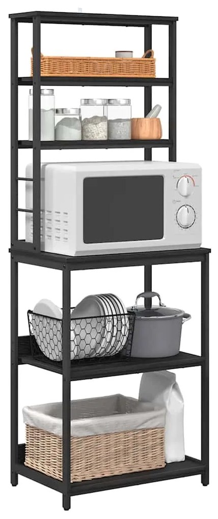 vidaXL Ράφι Κουζίνας Μαύρη Οξυά 60 x 40 x 168 εκ Επεξεργασμένο ξύλο