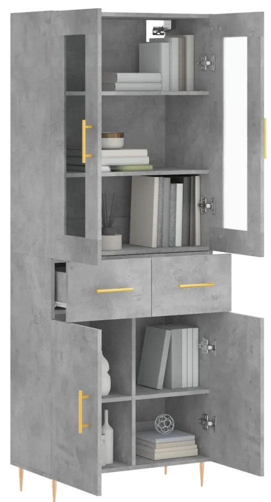 vidaXL Ντουλάπι Γκρι Σκυροδέματος 69,5x34x180 εκ. Επεξεργασμένο Ξύλο