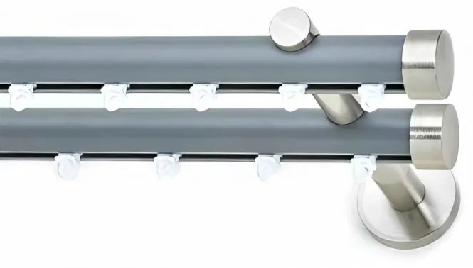 Μεταλλικός Σιδηρόδρομος Τοίχου διπλός Anartisi Aluminium Rail Collection ILIOS TAPO Ø25 σε χρώμα ΝΙΚΕΛ / MY 07 300 εκ