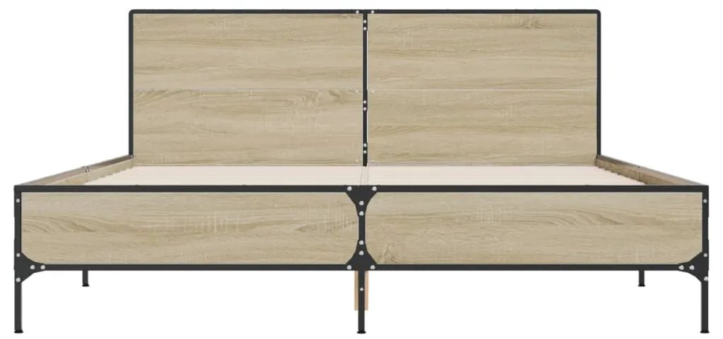 vidaXL Πλαίσιο Κρεβατιού Sonoma Δρυς 160x200 εκ. Επεξ. Ξύλο & Μέταλλο