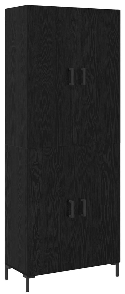 Highboard Μαύρη δρυς 69,5 x 34 x 180 εκ. Επεξεργασμένο ξύλο