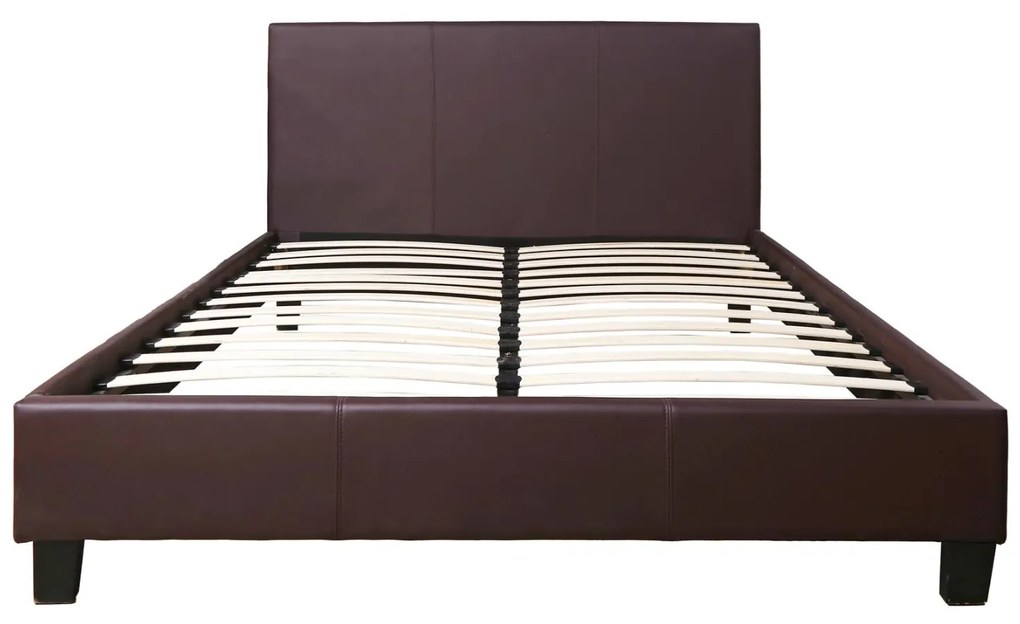 Επενδυμένο Κρεβάτι με Στρώμα BECCA Διπλό Καφέ Τεχνόδερμα 150x200εκ 157x207x96 εκ.