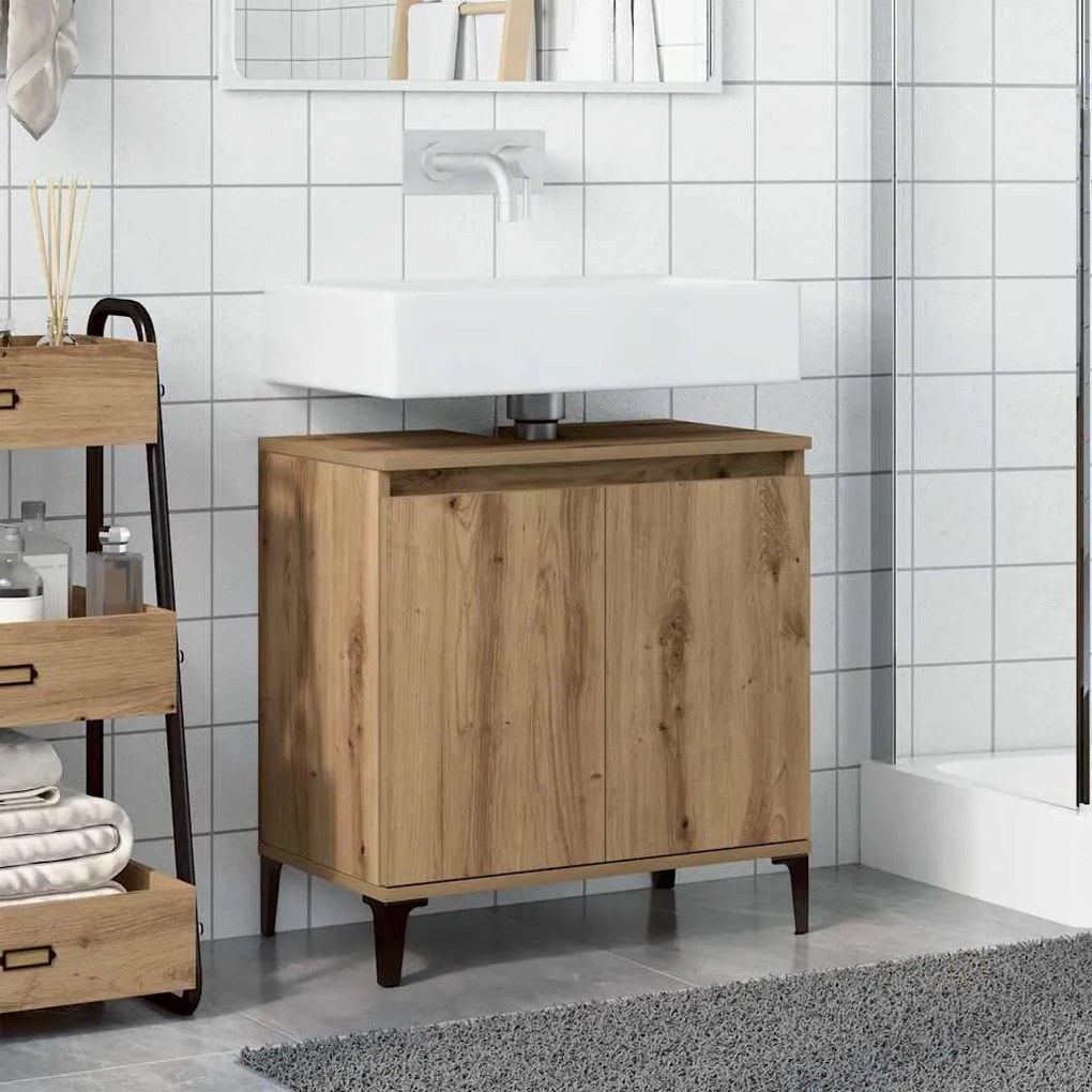 vidaXL Ντουλάπι Νιπτήρα τεχνίτης Δρυς 58x33x60 εκ. Επεξεργασμένο Ξύλο
