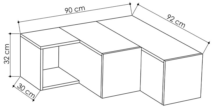 Έπιπλο τηλεόρασης γωνιακό Compact Megapap μελαμίνης χρώμα λευκό - φυσικό οξιάς 94,2x90,6x31,4εκ.