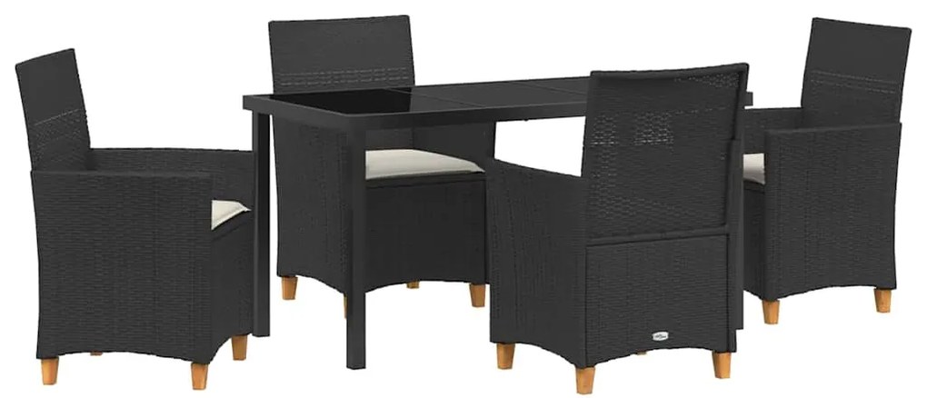 vidaXL Σέτ φαγητού για κήπο 5 pcs Μαύρο συνθετικό ρατάν