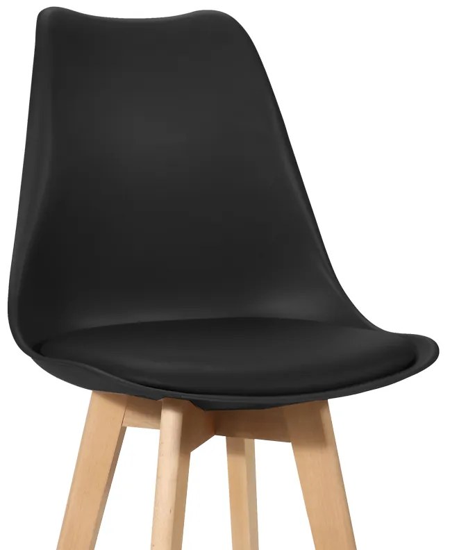 Σκαμπό μπαρ Gaston pakoworld μαύρο pp-pu και ξύλινο πόδι σε φυσική απόχρωση 49x56x112εκ