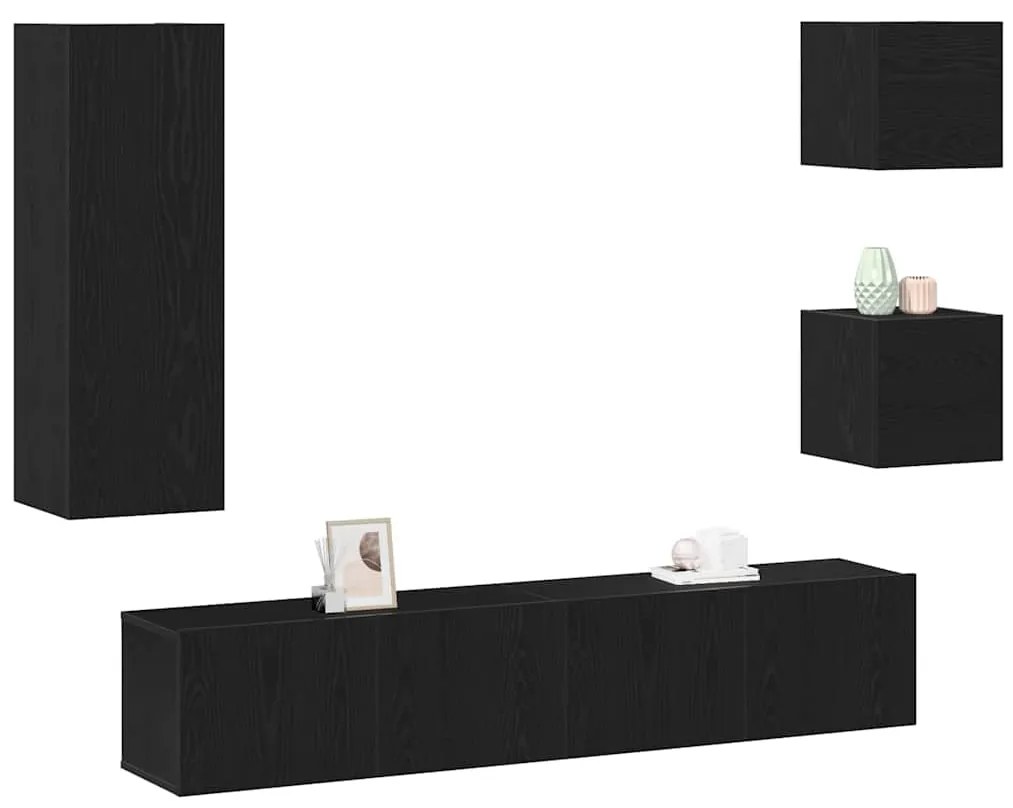 vidaXL Σετ Τηλεοπτικής Ντούσας 5 pcs Μαύρη δρυς 160 x 30 x 30.5 εκ.