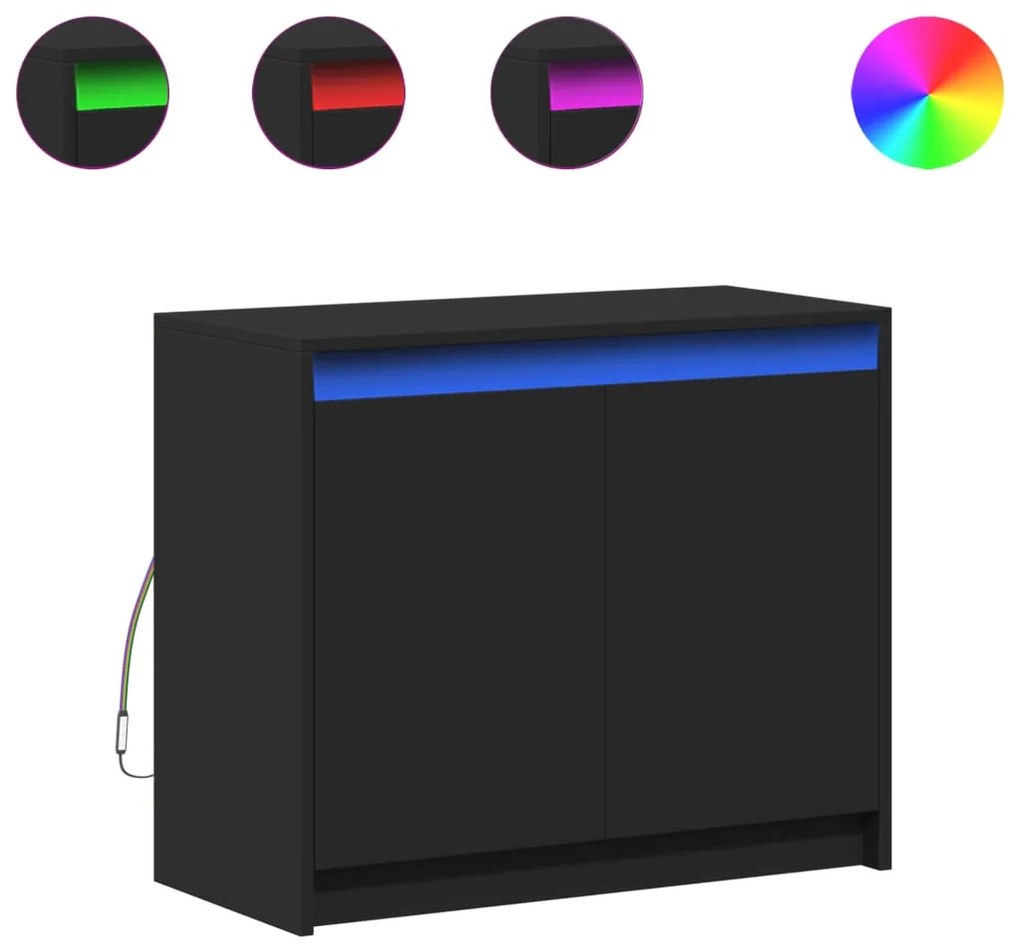 vidaXL Ντουλάπι με Φώτα LED Μαύρη 72x34x61 εκ. Επεξεργασμένο Ξύλο