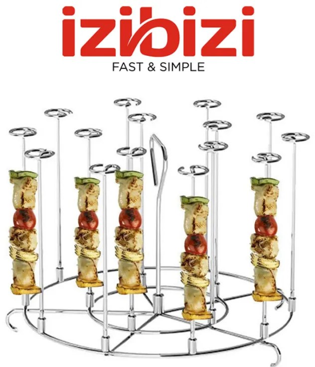 Θήκη για σουβλάκια πολυμάγειρας Izibizi SSIZB06, 12 τεμάχια, συμβατή με 5,7 και 6,2 l, Inox