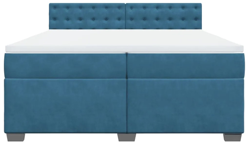 Κρεβάτι Boxspring με Στρώμα Μπλε 200x200 εκ. Βελούδινο - Μπλε