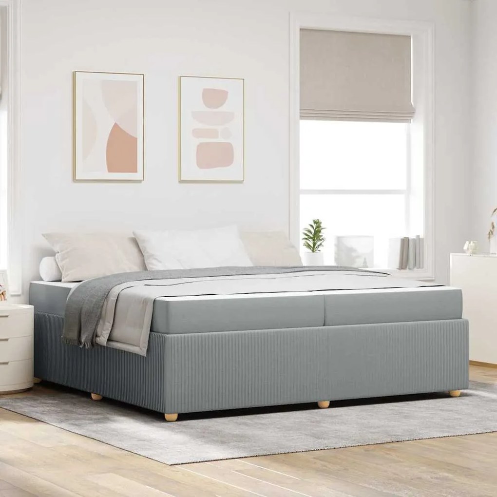 vidaXL Σκελετός Κρεβατιού Άλλο Ανοιχτό γκρι 200 x 200 cm ύφασμα