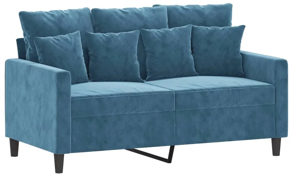 vidaXL Σετ Σαλονιού 2 Τεμαχίων Μπλε από Βελούδο με Μαξιλάρια