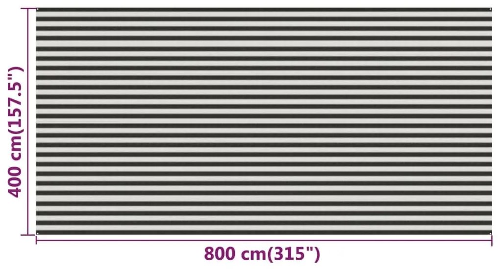 Χαλί Σκηνής Ανθρακί / Λευκό 400x800 εκ. από HDPE