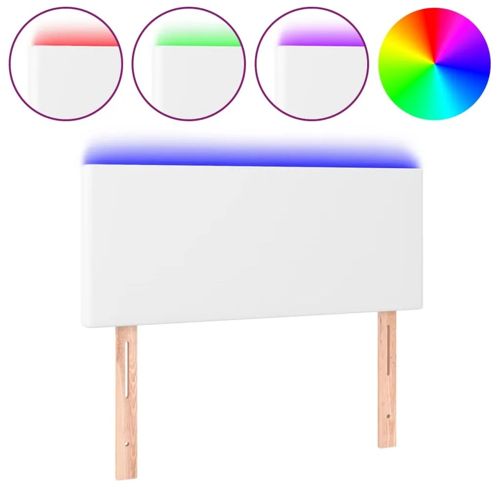 vidaXL Κεφαλάρι Κρεβατιού LED Λευκό 100x5x78/88 εκ. Συνθετ. Δέρμα