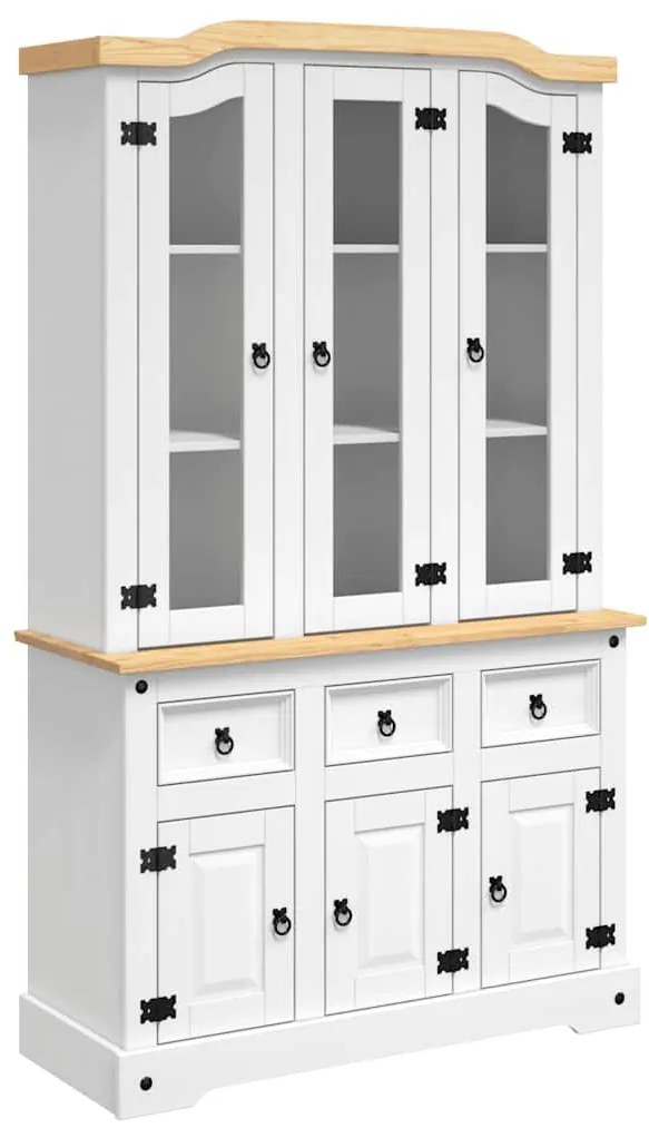 vidaXL Βιτρίνα Corona Λευκή 112 x 43 x 196 εκ. από Μασίφ Ξύλο Πεύκου