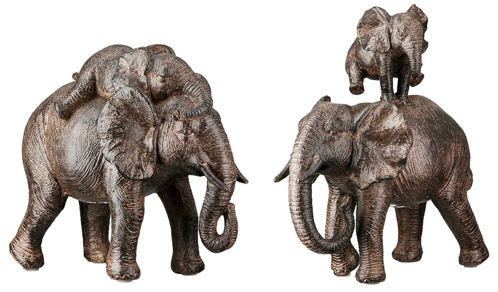 Figure Elephant Synthetic Resin Brown 2 Assorted 18X10X20Cm 18X10X20Cm-05161378