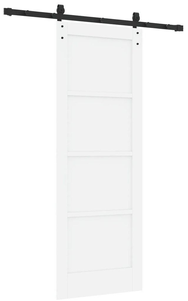 vidaXL Συρόμενη Πόρτα με Σετ Υλικών Λευκή 73.5 x 198.5 εκατοστά Συμπαγής Ξύλο Πεύκου