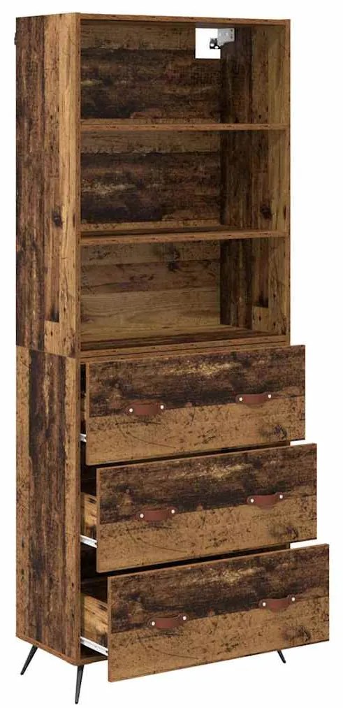 vidaXL Highboard Παλιό Ξύλο 69,5 x 34 x 180 εκ. Επεξεργασμένο ξύλο