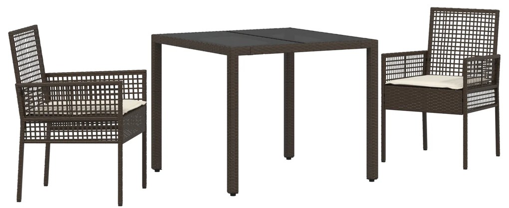 vidaXL Σέτ φαγητού για κήπο 3 pcs Καφέ 90 x 90 x 75 cm