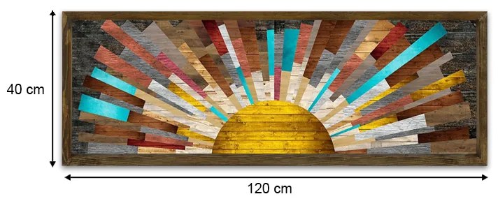 Πίνακας "The Sun" Megapap ψηφιακής εκτύπωσης με ξύλινη κορνίζα 120x40x3,5εκ.
