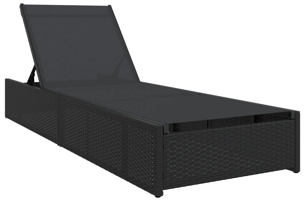 vidaXL Ξαπλώστρα Μαύρη 60x200x27 εκ Ρατάν