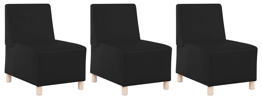 vidaXL Καναπέδες 3 pcs Μαύρο 55 x 74 x 82 εκ. Τεχνητό δέρμα