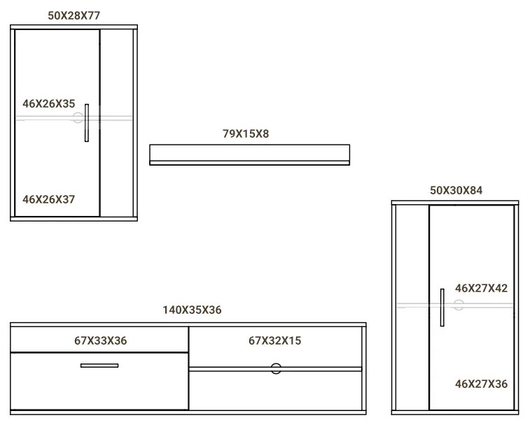 Σύνθετο σαλονιού Zafira pakoworld sonoma-λευκό 200x35x190εκ - 192-000001 - 192-000001