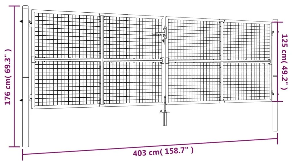 vidaXL Πόρτα Περίφραξης με Πλέγμα Πράσινη 390 x 125 εκ. Ατσάλινη