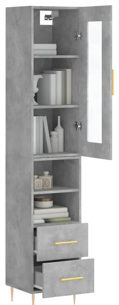 vidaXL Ντουλάπι Γκρι Σκυροδέματος 34,5x34x180 εκ. Επεξεργασμένο Ξύλο
