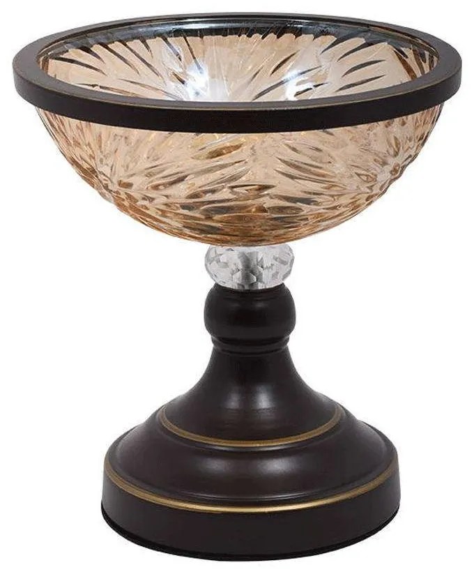 Διακοσμητικό Μπωλ Με Πόδι 373-223-972 20x22cm Honey-Brown Metal, Glass
