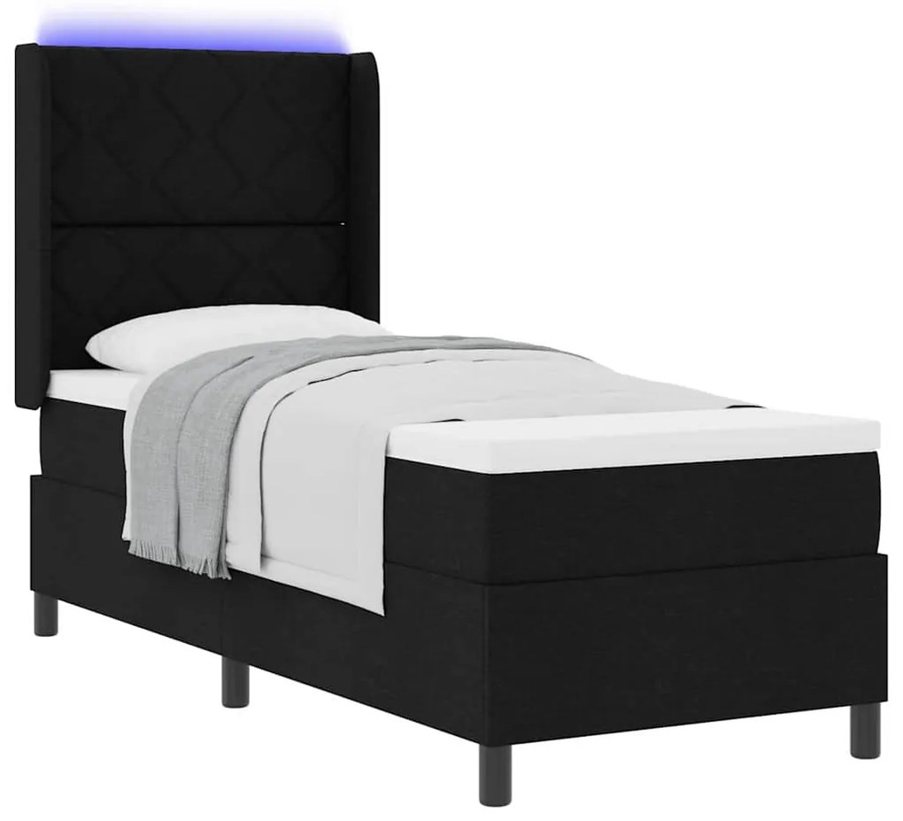 vidaXL Κρεβάτι με ελατήρια με στρώμα Μαύρο 80 x 200 cm ύφασμα