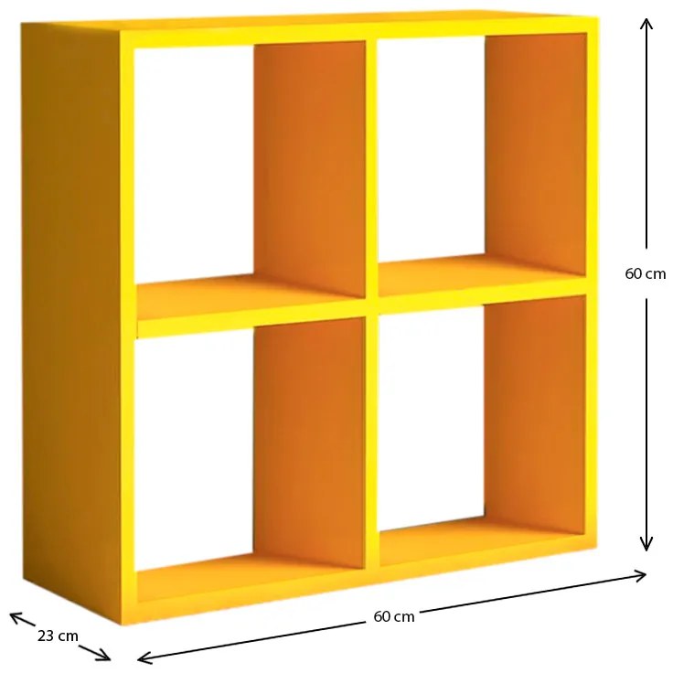 Βιβλιοθήκη Cube Megapap από μελαμίνη χρώμα κίτρινο 60x23x60εκ.