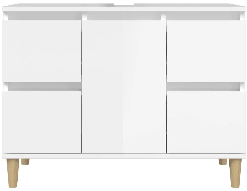 vidaXL Ντουλάπι Νιπτήρα Γυαλ. Λευκό 80x33x60 εκ. Επεξεργασμένο Ξύλο