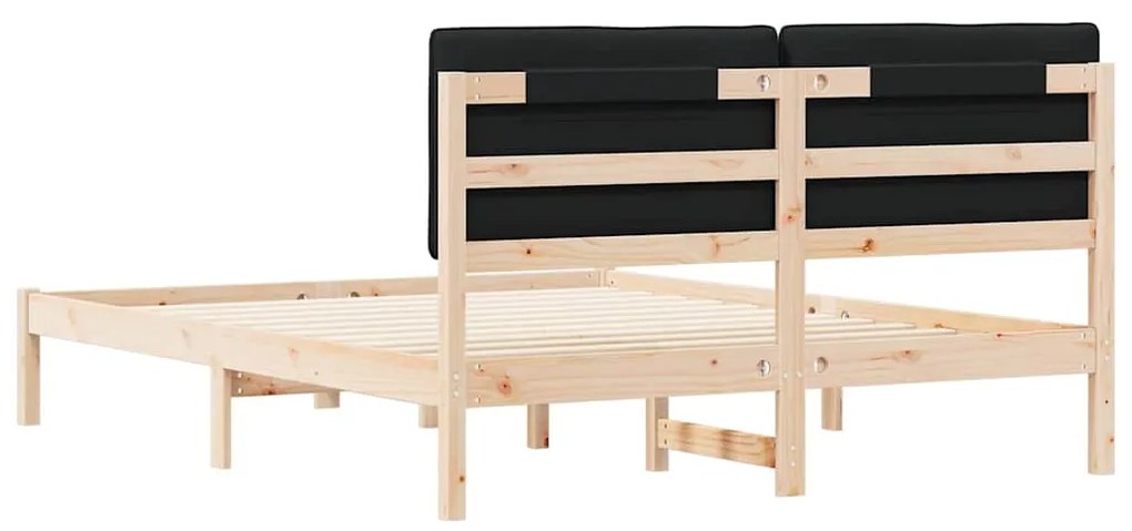 vidaXL Σκελετός Κρεβατιού με Επενδεδυμένο Κεφαλάρι Μαύρο 160 x 200 cm