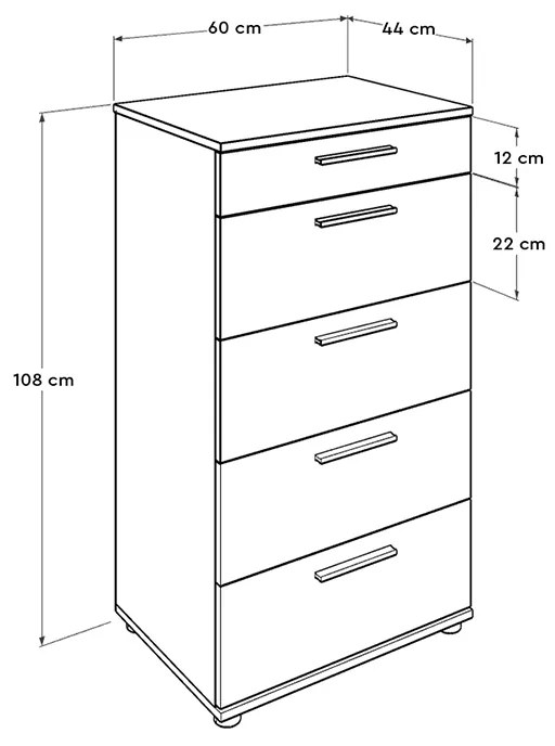 Συρταριέρα Trendline Megapap με σε χρώμα λευκό 60x44x108εκ. - GP009-0074