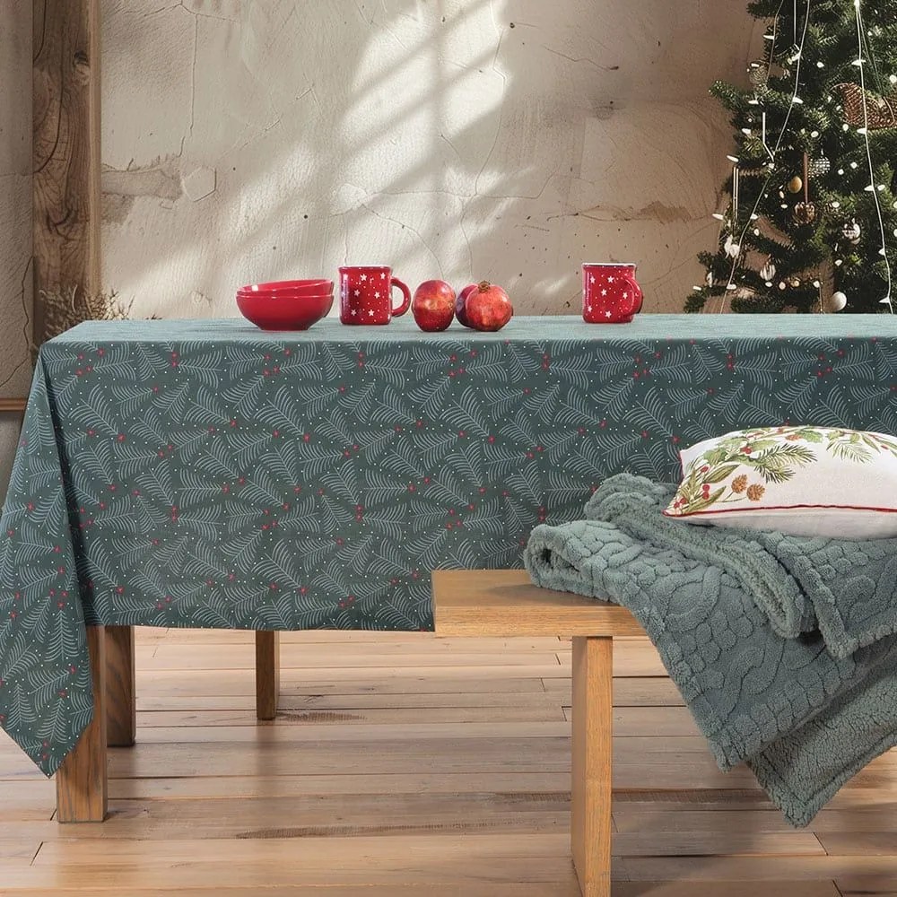 Τραπεζομάντηλο Χριστουγεννιάτικο December Forest Green Nef-Nef Homeware 140X240