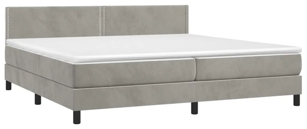 vidaXL Κρεβάτι Boxspring με Στρώμα Ανοιχτό Γκρι 200x200 εκ. Βελούδινο