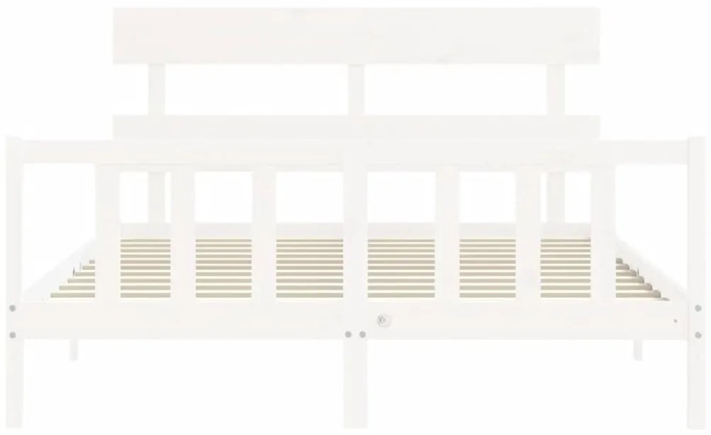 Πλαίσιο Κρεβατιού με Κεφαλάρι Λευκό Μασίφ Ξύλο King Size - Λευκό