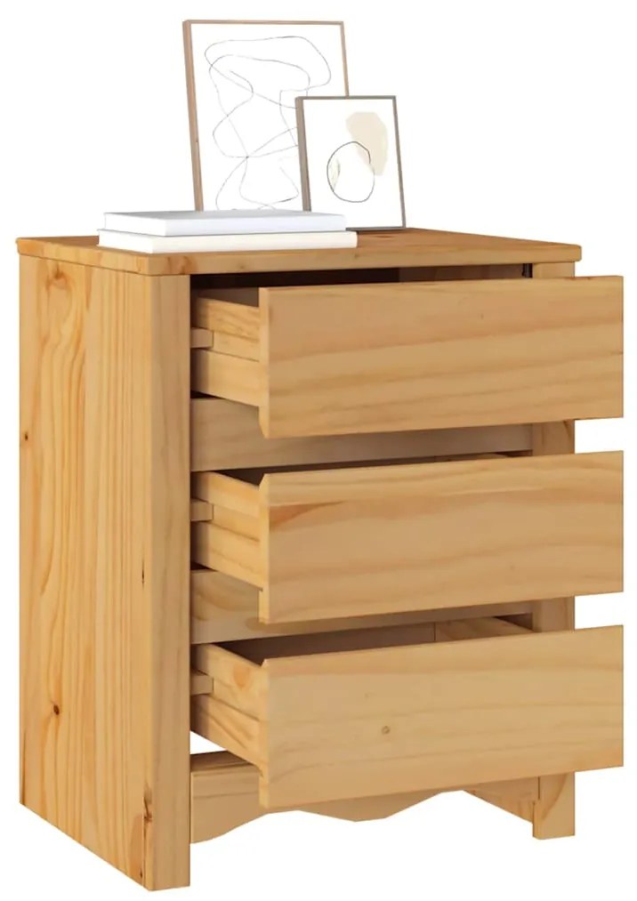 vidaXL Κομοδίνο με συρτάρι Δρυς 45 x 35 x 56 εκ. Μασίφ ξύλο πεύκου