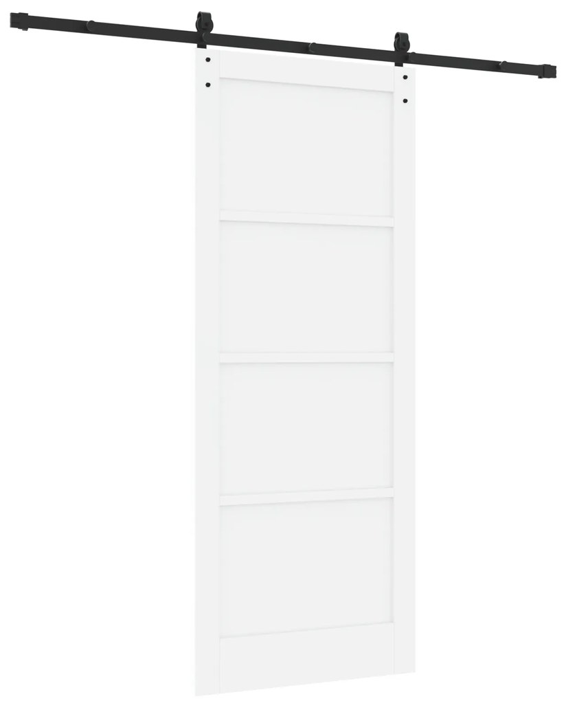 vidaXL Συρόμενη Πόρτα με Σετ Εξαρτημάτων Λευκή 86x211 cm Στερεό Ξύλο Πεύκου