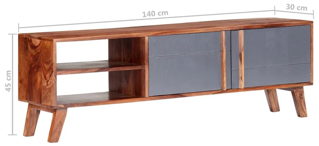 vidaXL Έπιπλο Τηλεόρασης Γκρι 140x30x45 εκ. από Μασίφ Ξύλο