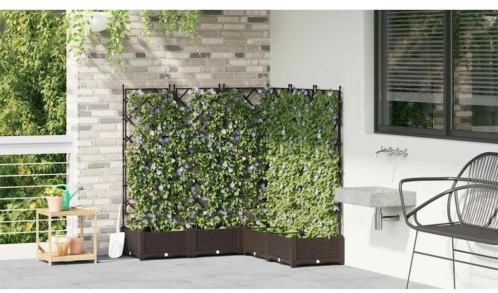 vidaXL Κηποτινάκι με Τρέλα 5 pcs Καφέ 120 x 120 x 125.5 εκ. PP