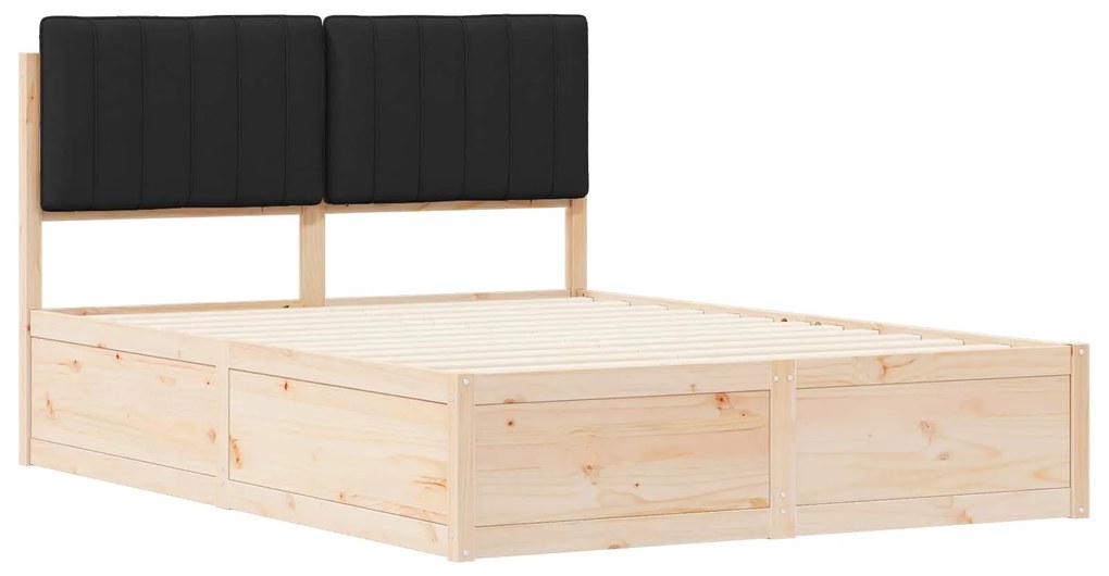 vidaXL Σκελετός Κρεβατιού με Επενδεδυμένο Κεφαλάρι Μαύρο 140 x 200 cm