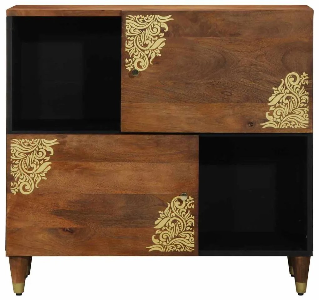 vidaXL Πλαϊνό γραφείο με ράφι Καφέ 80 x 33 x 75 εκ Στερεό ξύλο μάνγκο