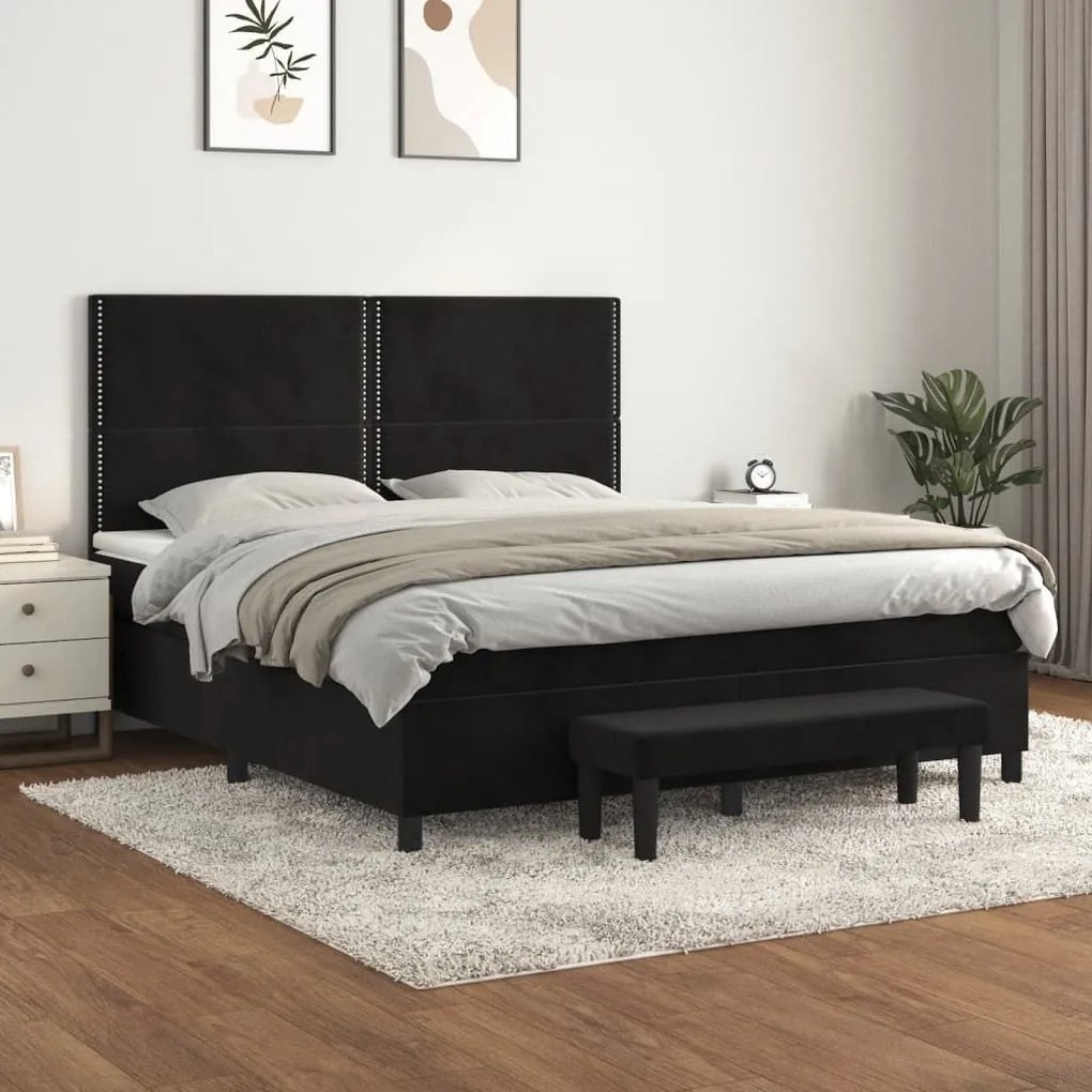 ΚΡΕΒΑΤΙ BOXSPRING ΜΕ ΣΤΡΩΜΑ ΜΑΥΡΟ 180X200 ΕΚ. ΒΕΛΟΥΔΙΝΟ 3137799