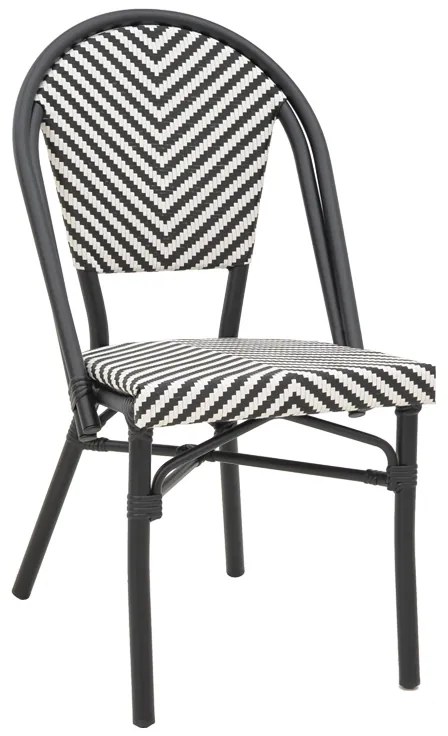 Καρέκλα Uamrin pakoworld στοιβαζόμενη μαύρο αλουμίνιο-ασπρόμαυρο textilene 46x57x85εκ