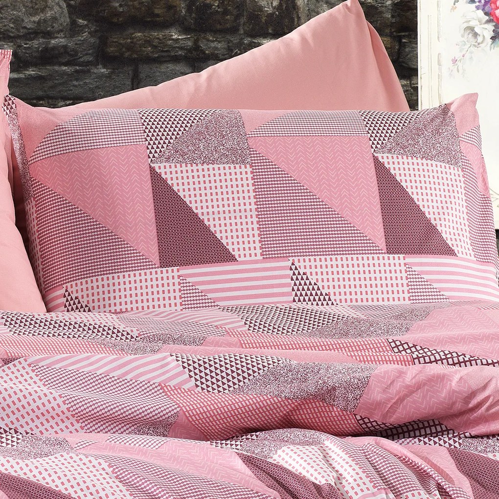 Φανελένια Μαξιλαροθήκη (50x70) Dimcol Geometrical 331 Pink-Salmon