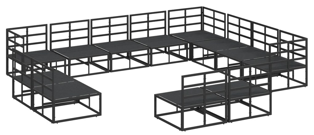 vidaXL Σετ Καναπέ Κήπου 12 pcs Μαύρο 353 x 283 x 71 εκ. Αλουμίνιο