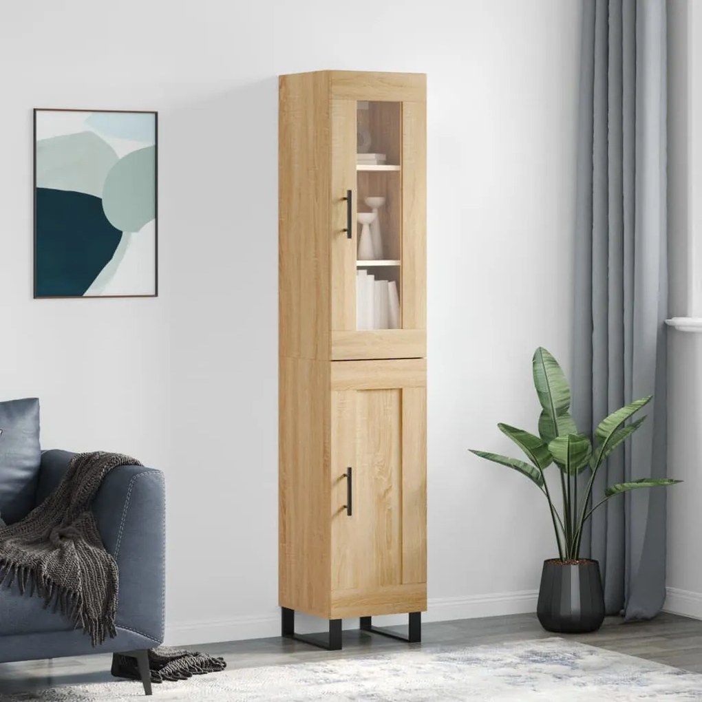 vidaXL Μπουφές Sonoma δρυς 34,5 x 34 x 180 εκ. από Επεξεργασμένο Ξύλο