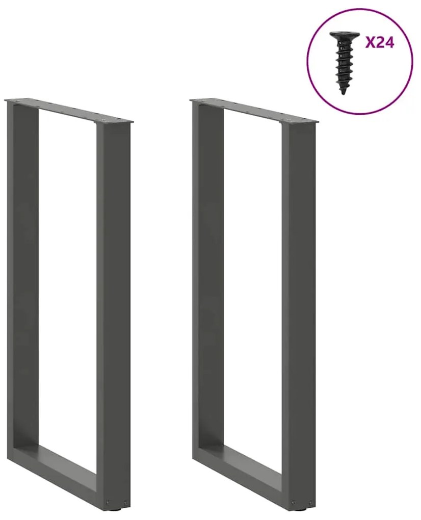 vidaXL Πόδια Τραπεζιού Μπαρ σε Σχήμα U, 2 τεμ. Ανθρακί 60x(100-101) εκ. Ατσάλι